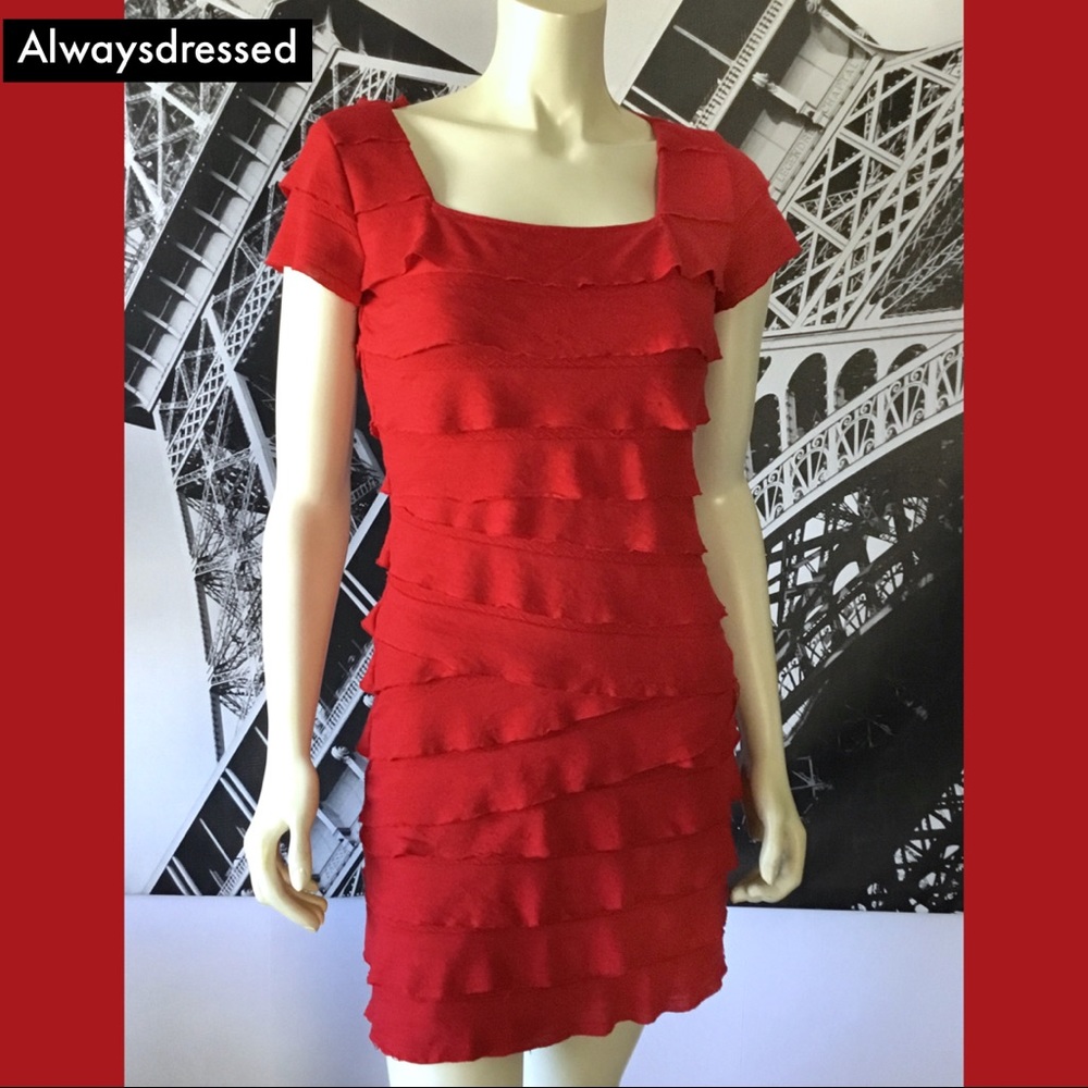 MAX STUDIO Tiered Red Dress